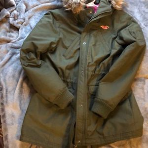 Hunter green Hollister All Weather coat.